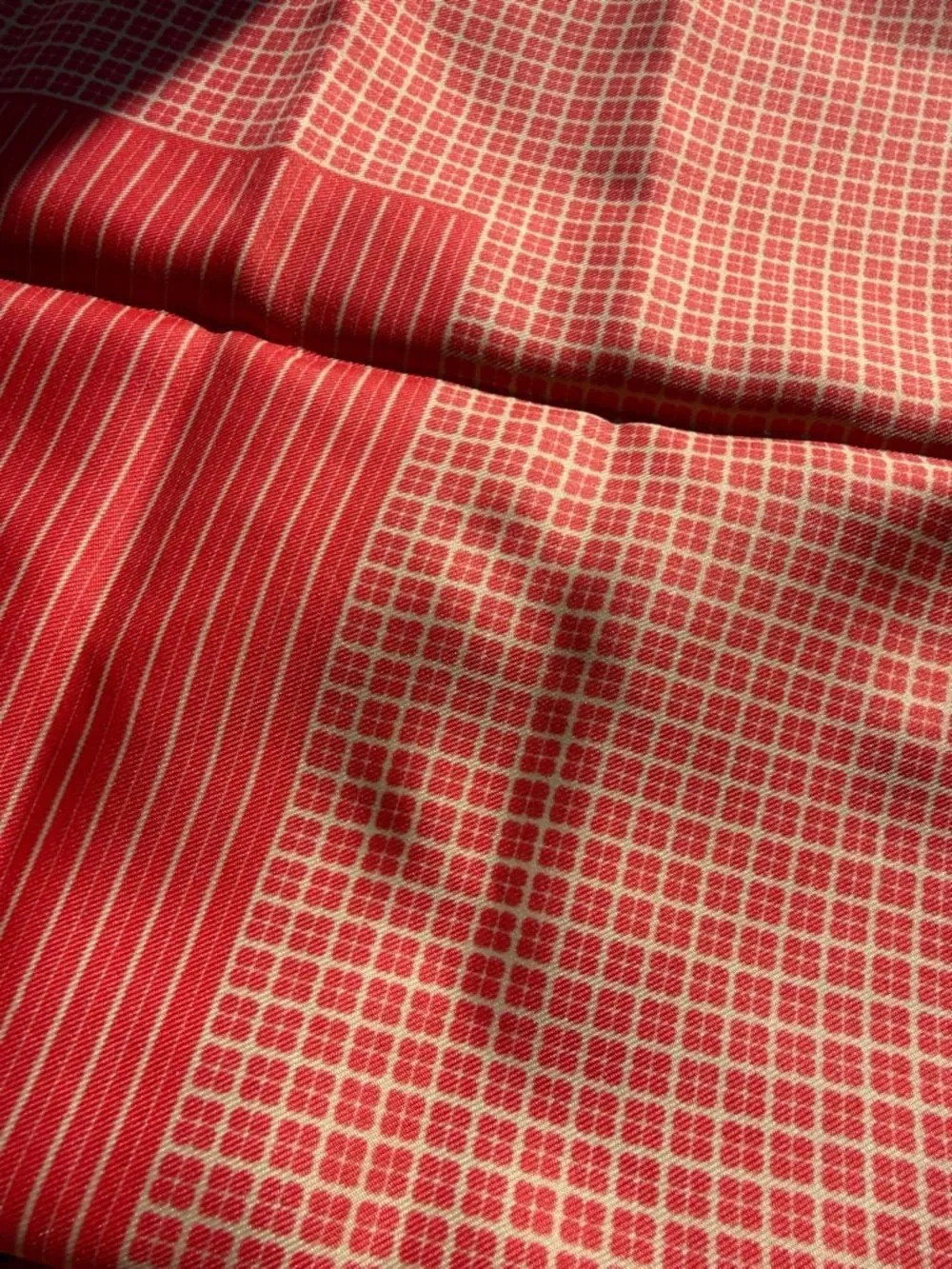 Red Patterned Silk Scarf